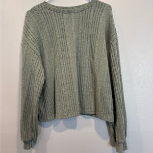 SHEIN Sage Green Crew Neck Chunky Knit Sweater